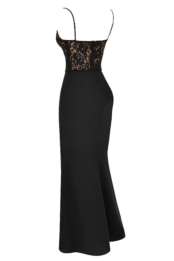 Aloisia | Damen Schwarzes Korsett-Maxikleid