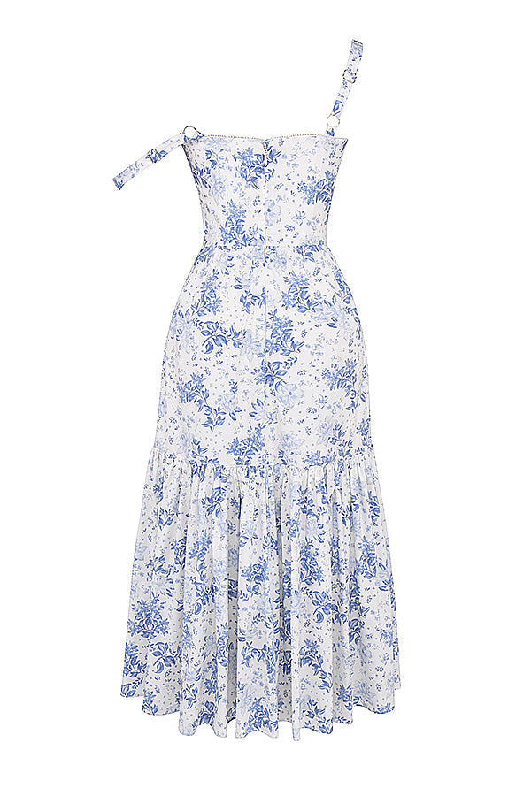 Amalie | Damen Geblümtes Midi-Sommerkleid