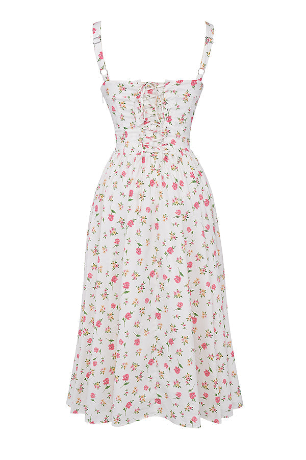 Amalie | Damen Geblümtes Midi-Sommerkleid