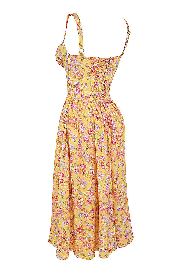 Amalie | Damen Geblümtes Midi-Sommerkleid