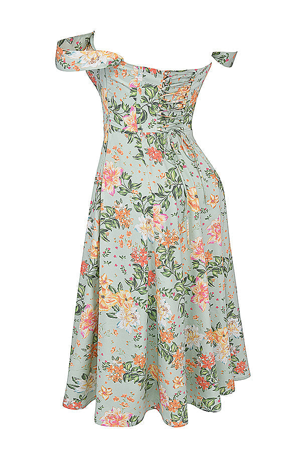 Amalie | Damen Geblümtes Midi-Sommerkleid