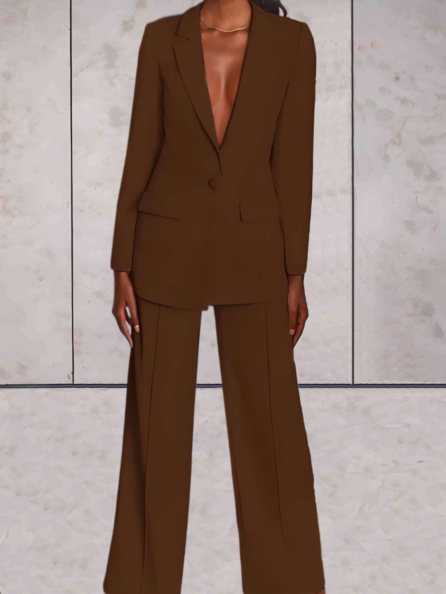 Damen Business-Zweiteiler mit Blazer & Weitbein-Hose – Emilia