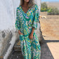 Almira – Boho Maxikleid mit abstraktem Print