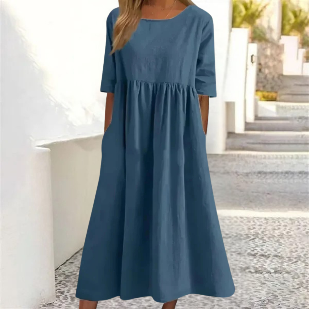 Leichtes Sommerkleid Für Damen Mit Lockerer Passform | Midi