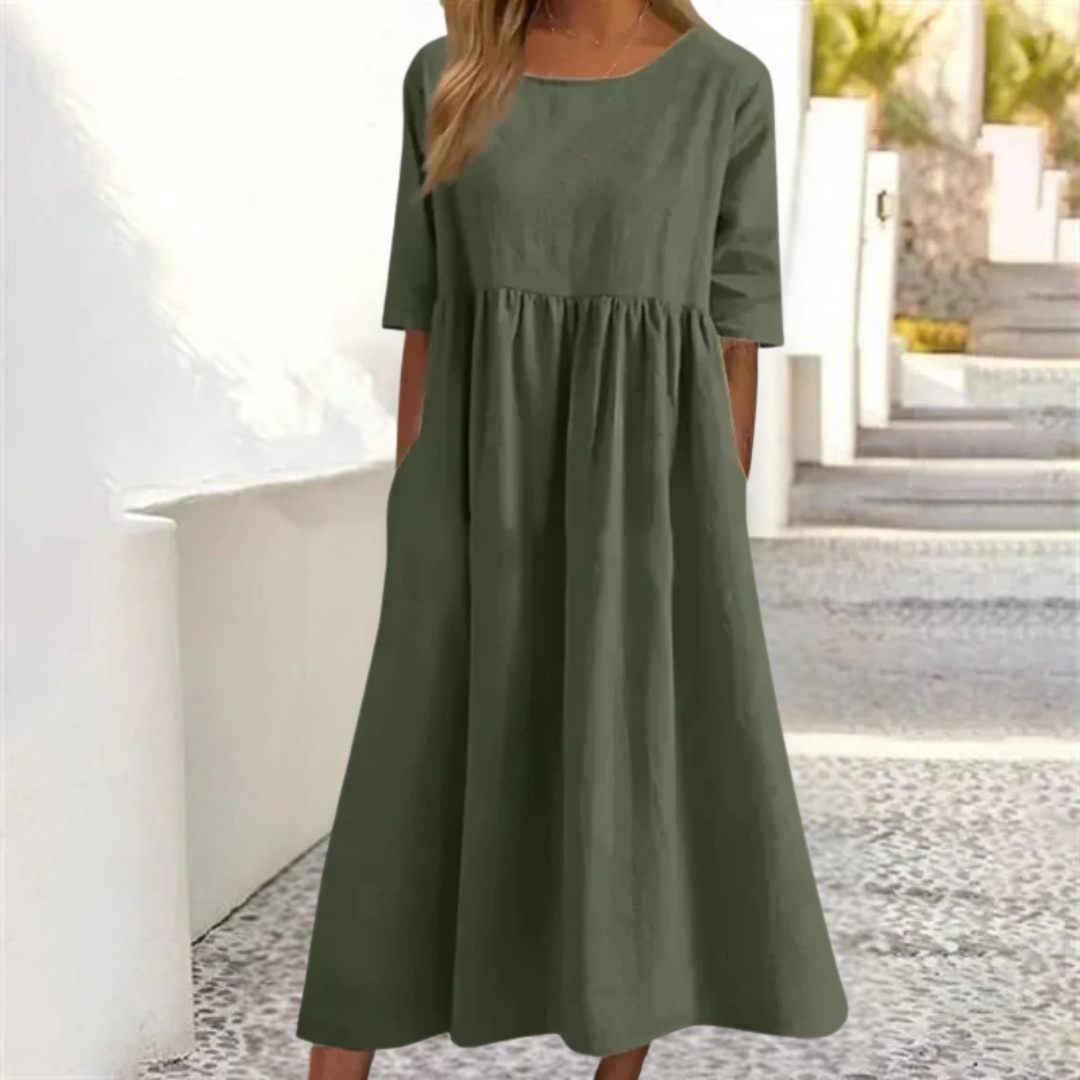 Leichtes Sommerkleid Für Damen Mit Lockerer Passform | Midi