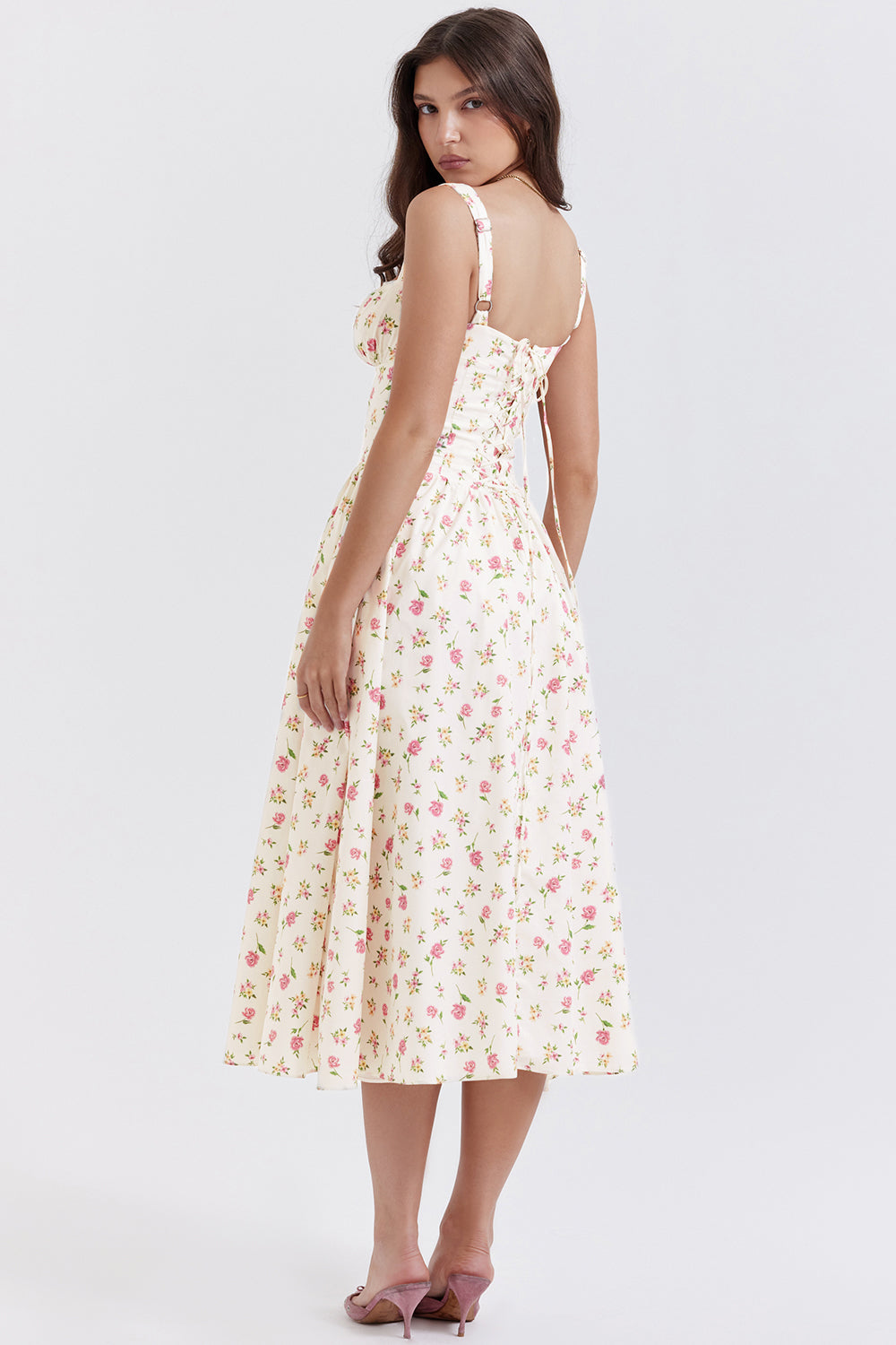 Amalie | Damen Geblümtes Midi-Sommerkleid