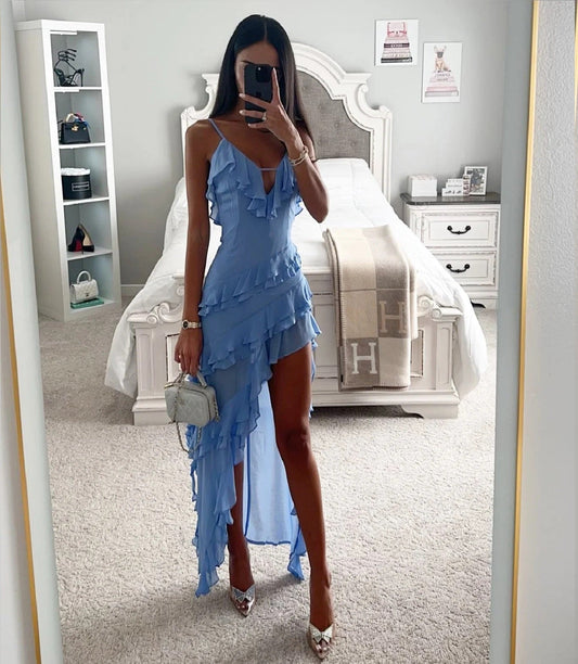 Damen ärmelloses Kleid mit asymmetrischem Saum für den Sommer