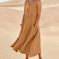 Sommerkleid mit Rundhalsausschnitt für Damen | Midi