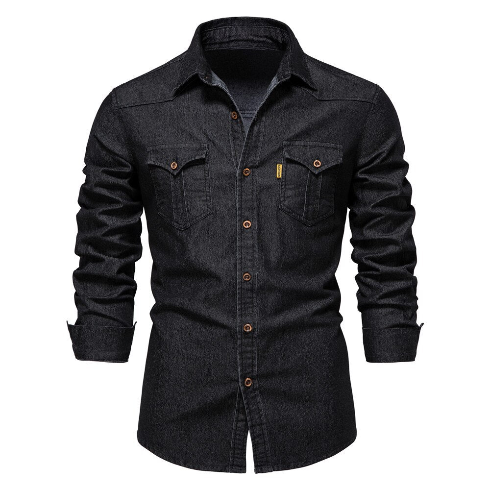 Elastisches Baumwoll-Denim-Hemd für Frühling 2025 - Logan