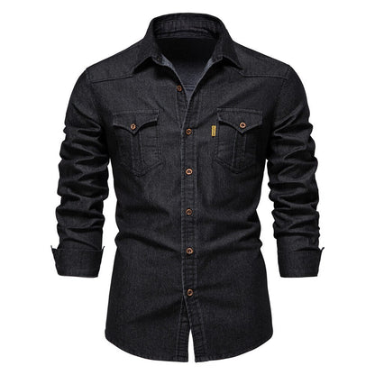 Elastisches Baumwoll-Denim-Hemd für Frühling 2025 - Logan