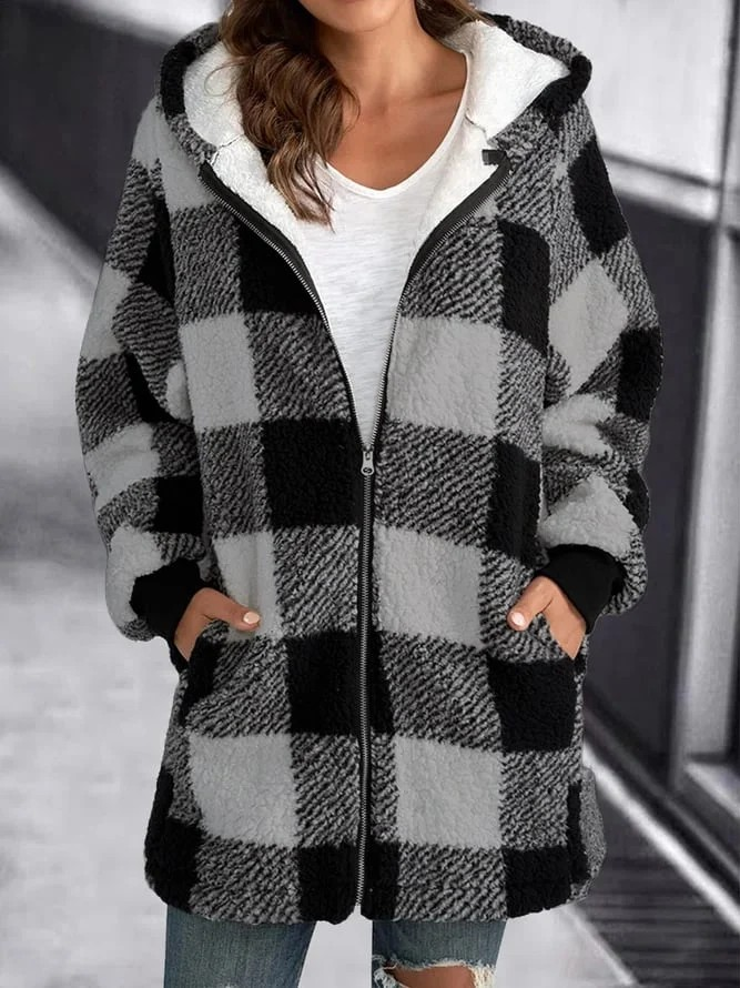 WW | Karo-Hoodie-Jacke Für Frauen