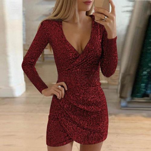 Alodia - Glitzer Wickelkleid Stilvolles Herbstoutfit für Elegante Anlässe