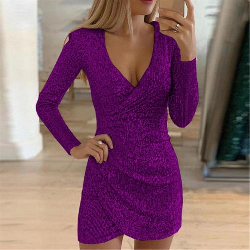 Alodia - Glitzer Wickelkleid Stilvolles Herbstoutfit für Elegante Anlässe