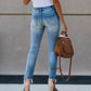 Blaue Zerschlissene Hose Für Damen | Lässig