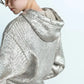 WW | Schicker Damen-Kapuzenpullover Mit Metallic-Rippbesatz Und Folie