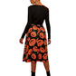 Kürbis Druck Lange Ärmel Halloween Kostum Kleid | Midi