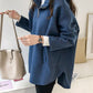 WW | Damen Hoodie Lässiger Wind Wolle Mittel Lang Pullover Hoodie