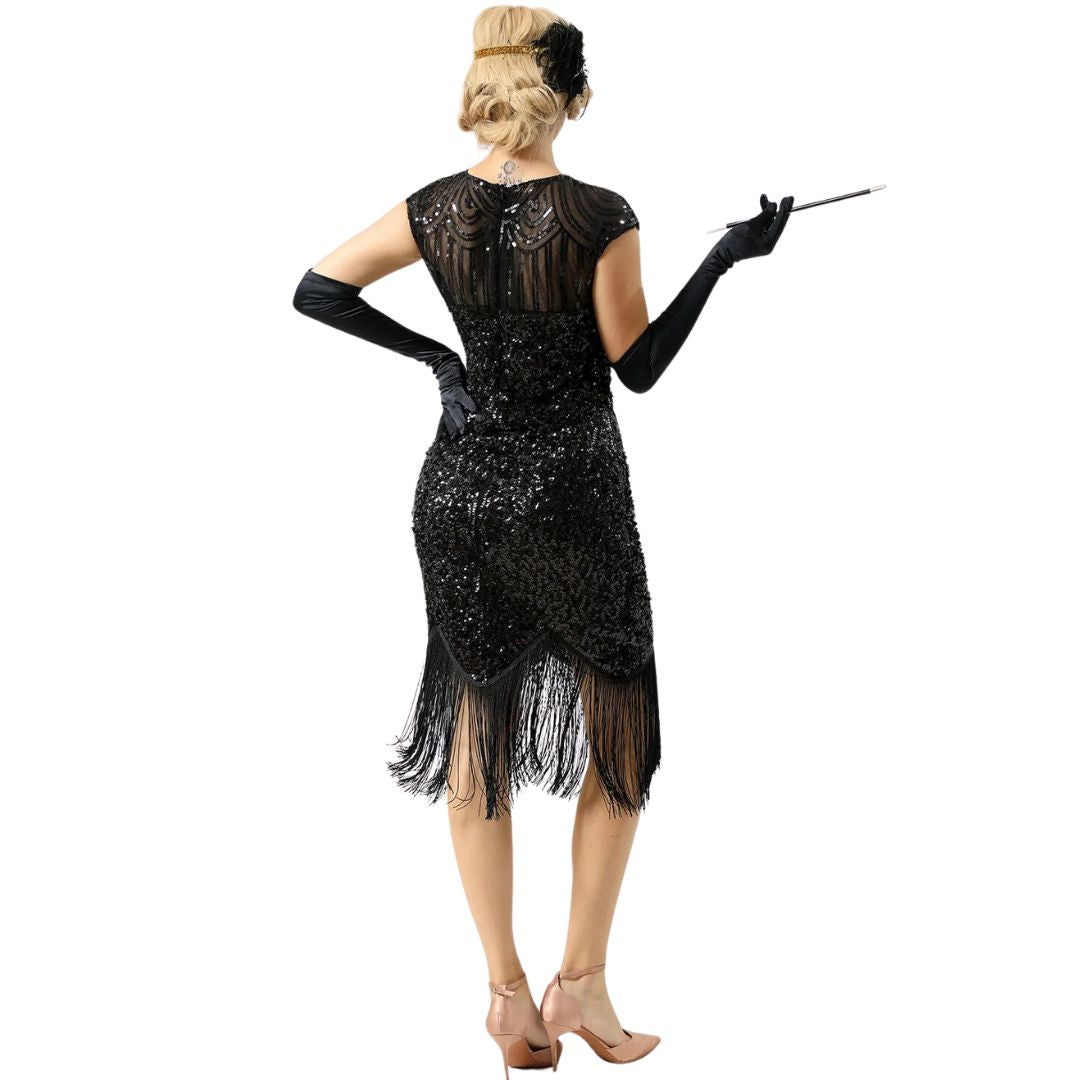 Kleid Luisa 2025 Frühling Pailletten und Fransen im 1920er Jahre Stil